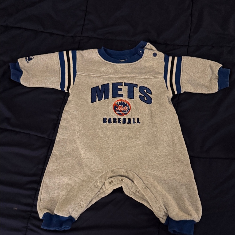 New York Mets baseball Gray and Blue onesie